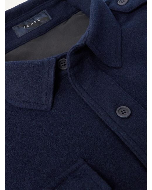 Sease Blue Wool-Blend Shirt for men