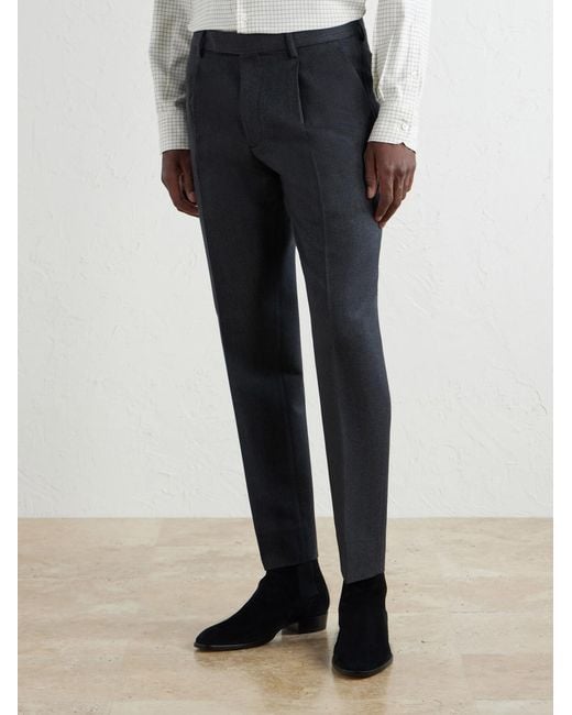 Zegna Blue Straight-Leg Wool And Cashmere-Blend Twill Trousers for men