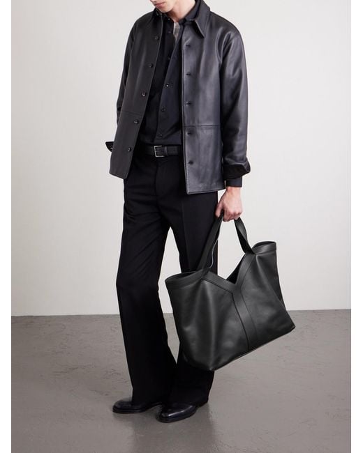 Saint Laurent Black Marais Leather Tote Bag for men