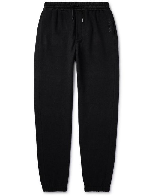 Saint Laurent Black Logo-embroidered Organic Cotton-jersey Sweatpants for men