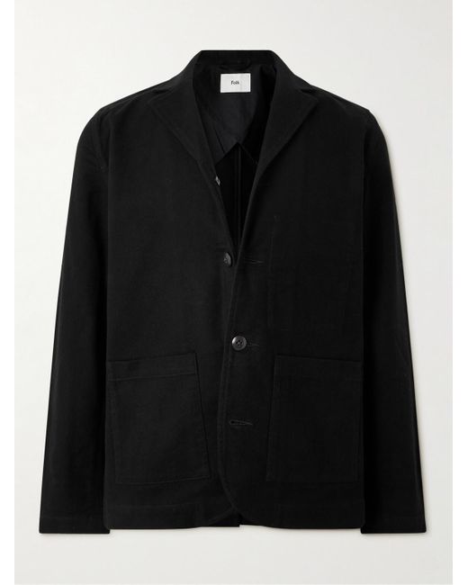 Folk Black Patch Cotton-moleskin Jacket for men