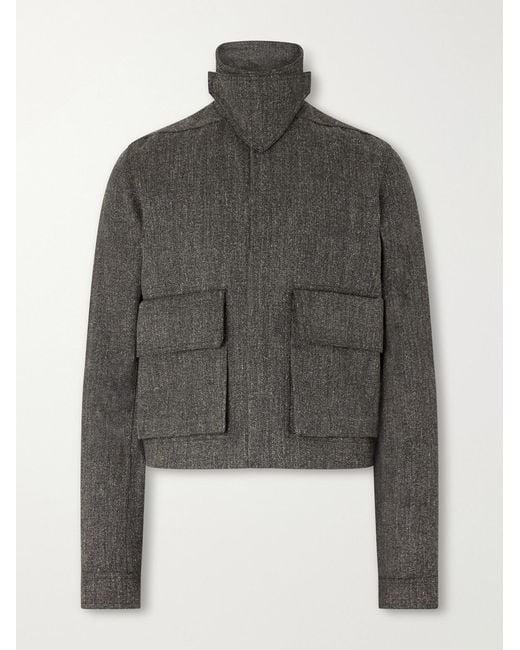 Rick Owens Gray Tower Alice Mélange Wool Bomber Jacket for men