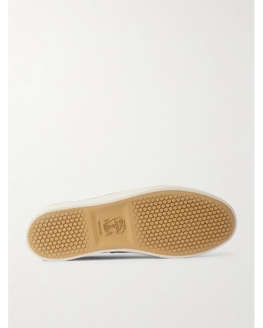 Brunello Cucinelli Blue Leather-trimmed Suede Sneakers for men