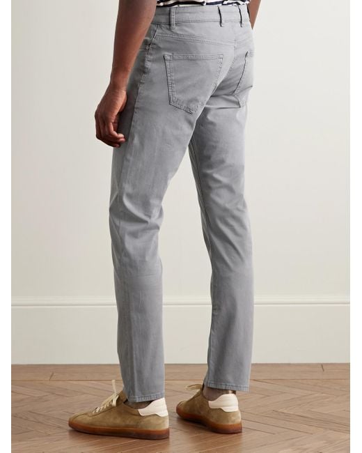 Peter Millar Gray Wayfare Slim-Fit Stretch-Tencel Lyocell And Cotton-Blend Twill Trousers for men
