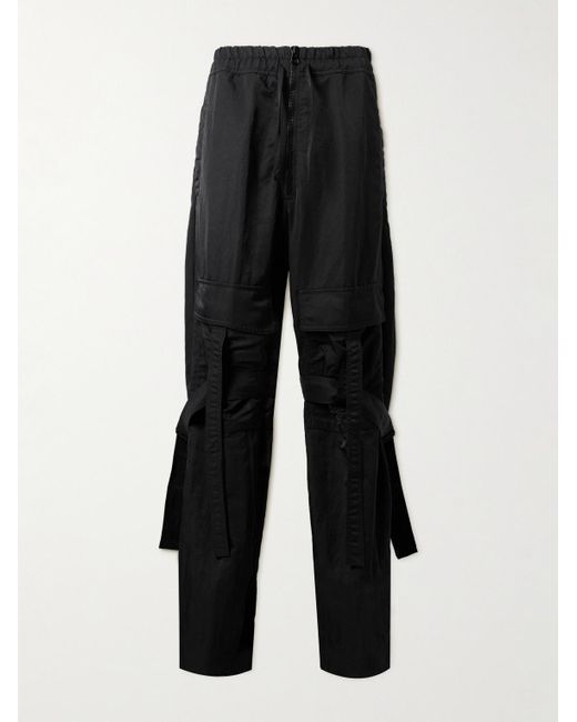Dries Van Noten Black Straight-leg Crinkled-shell Cargo Trousers for men