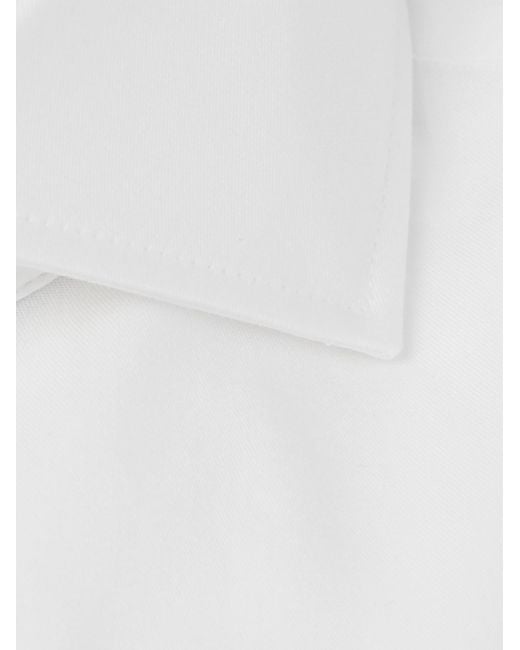 Brunello Cucinelli White Slim-Fit Cutaway-Collar Cotton-Twill Shirt for men