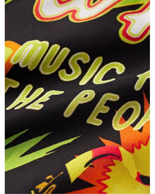 Camicia in twill di seta stampato con colletto convertibile Music For The People di Casablancabrand in Green da Uomo