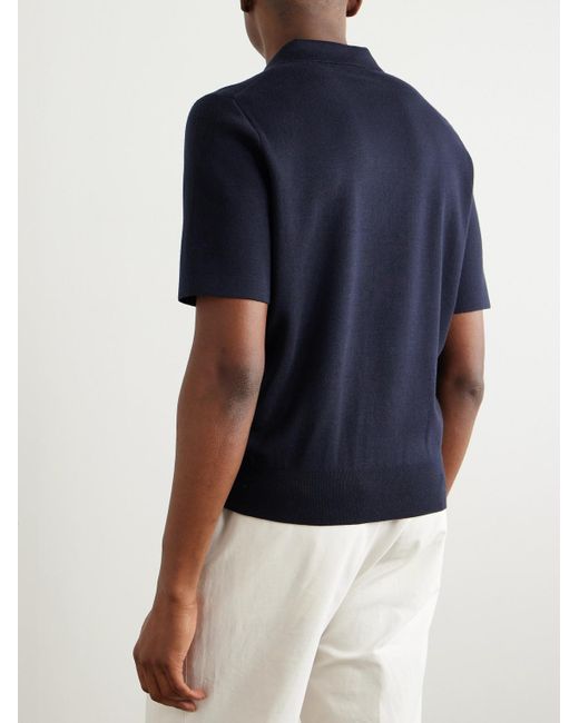 Loro Piana Blue Wish Wool Polo Shirt for men