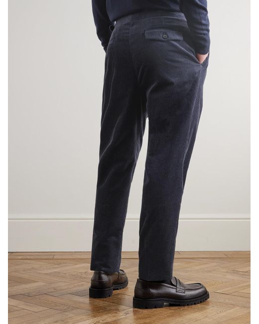 Mr P. Blue Slim-Fit Straight-Leg Cotton And Cashmere-Blend Corduroy Tuxedo Trousers for men