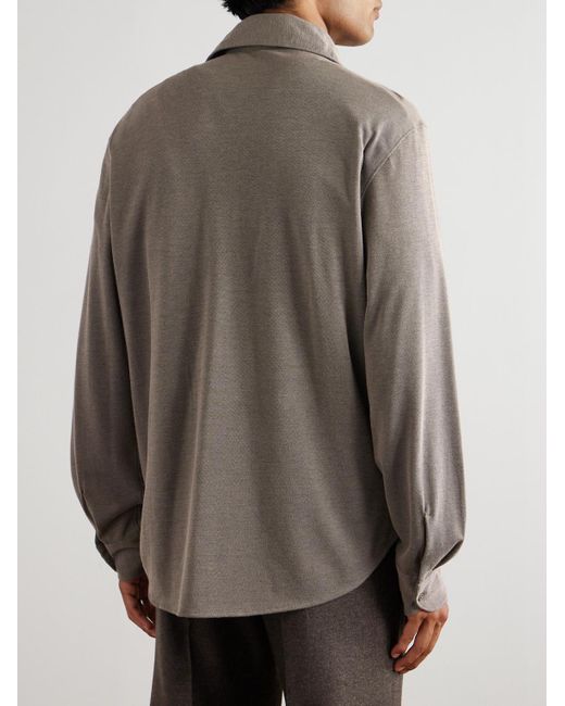 STÒFFA Gray Cotton And Silk-Blend Piqué Shirt for men