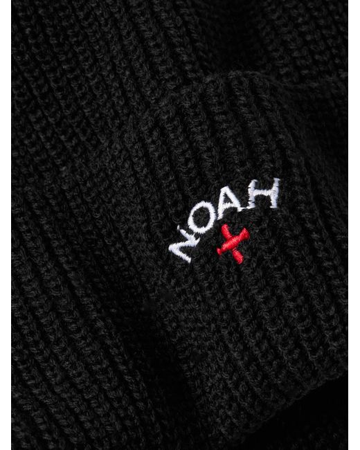 Noah NYC Black Core Logo-embroidered Ribbed-knit Beanie for men