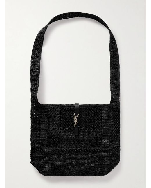Saint Laurent Black Le 5 À 7 Medium Cabas Leather-trimmed Raffia Messenger Bag for men