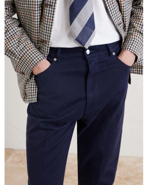 Dunhill Blue Tapered Cotton-blend Twill Trousers for men