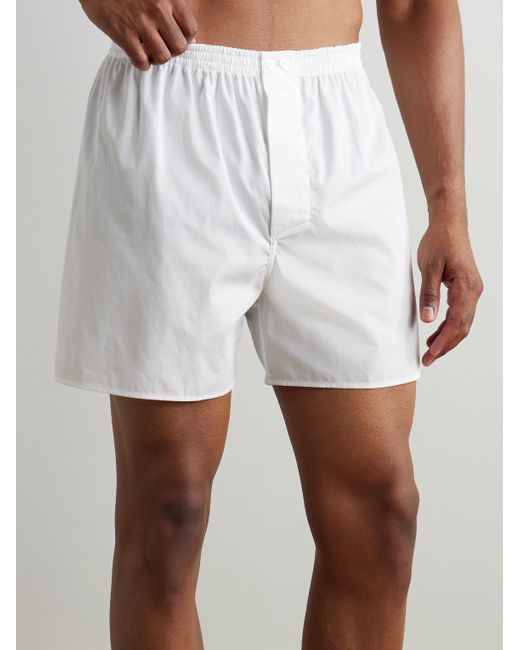 Zimmerli of Switzerland White End-On-End Cotton Boxer Shorts for men