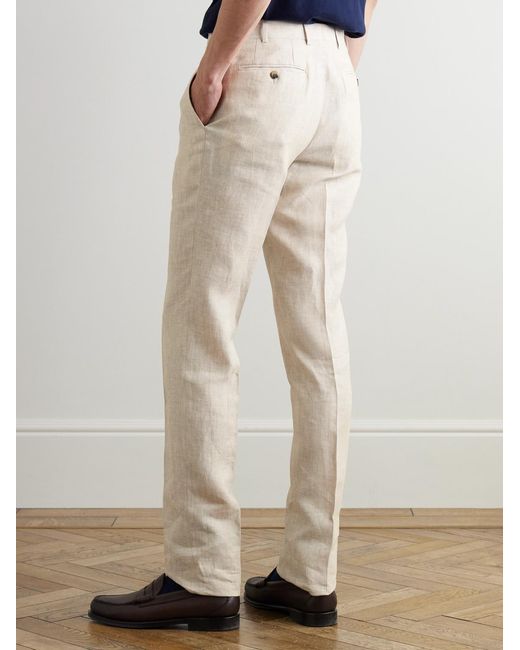 Canali Natural Slim-Fit Straight-Leg Linen Suit Trousers for men
