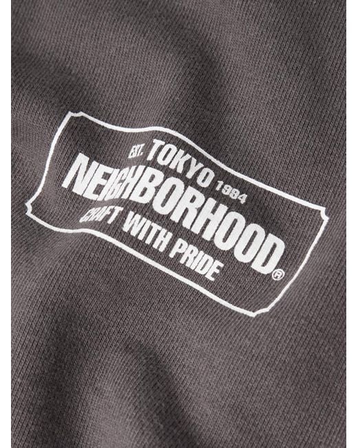 Neighborhood Gray Logo-Print Cotton-Jersey Half-Zip Hoodie for men