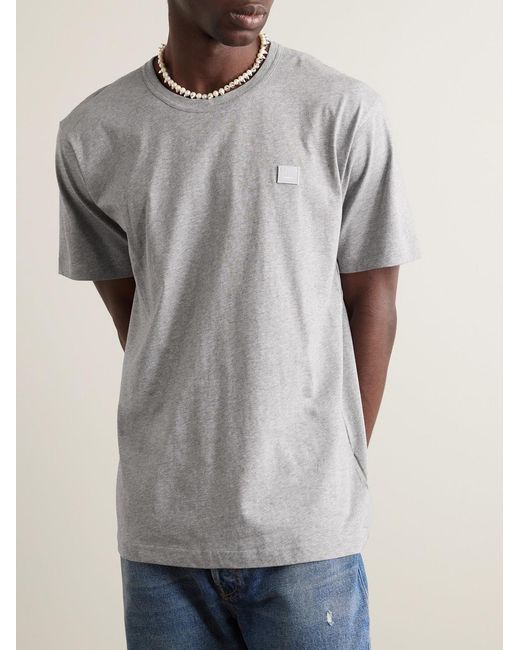 Acne Gray Nash Logo-Appliquéd Cotton-Jersey T-Shirt for men