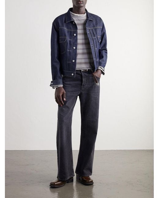 Our Legacy Gray Striped Cotton-Jersey T-Shirt for men