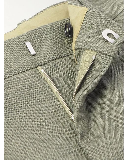 Jil Sander Green Wide-Leg Pleated Mohair And Wool-Blend Trousers for men