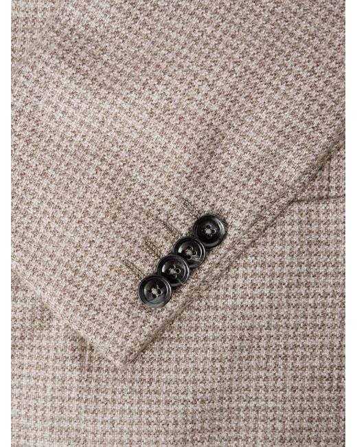 Zegna Natural Houndstooth Silk And Cashmere-blend Blazer for men