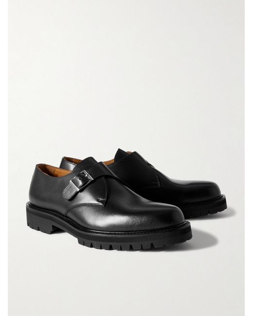 Mr P. Black Jacques Leather Monk-Strap Shoes for men