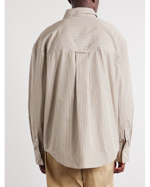 AMI White Striped Cotton-Poplin Shirt for men