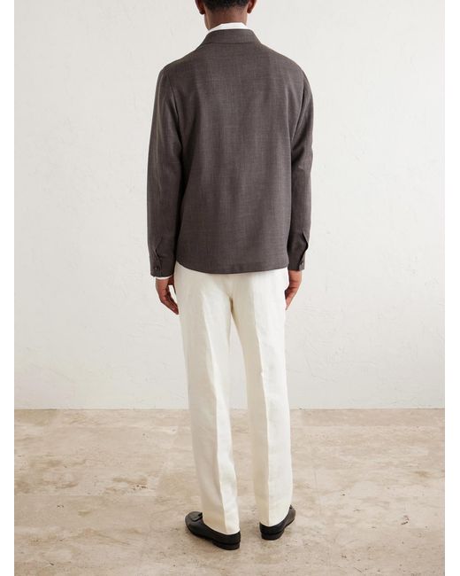 Mr P. Brown Wool, Silk And Linen-Blend Overshirt for men
