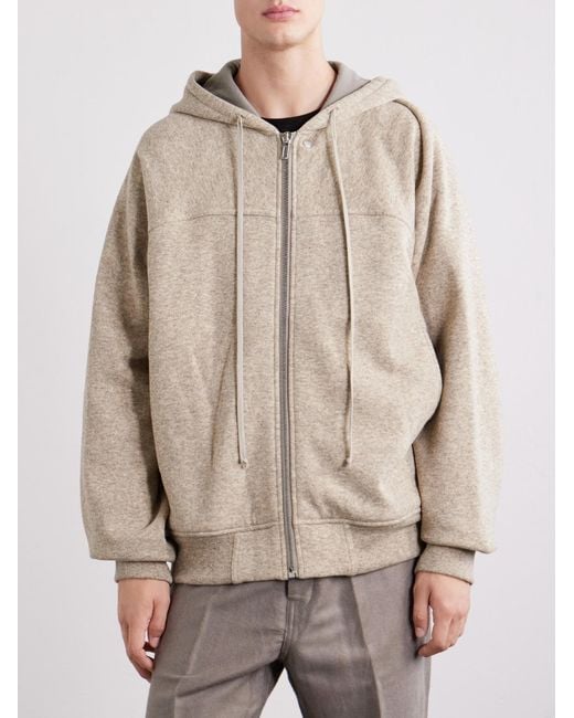 Rick Owens Natural Wool And Cotton-Blend Zip-Up Hoodie for men