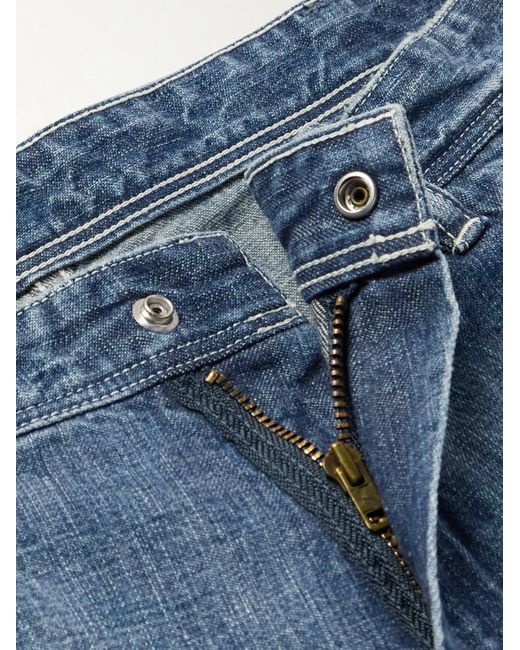 SAINT Mxxxxxx Blue Straight-leg Distressed Paint-spattered Jeans for men