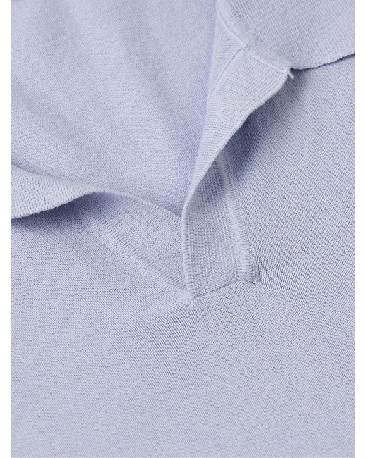 Altea Blue Slim-Fit Garment-Dyed Cotton Polo Shirt for men