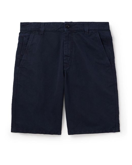 Aspesi Blue Straight-leg Cotton And Linen-blend Bermuda Shorts for men