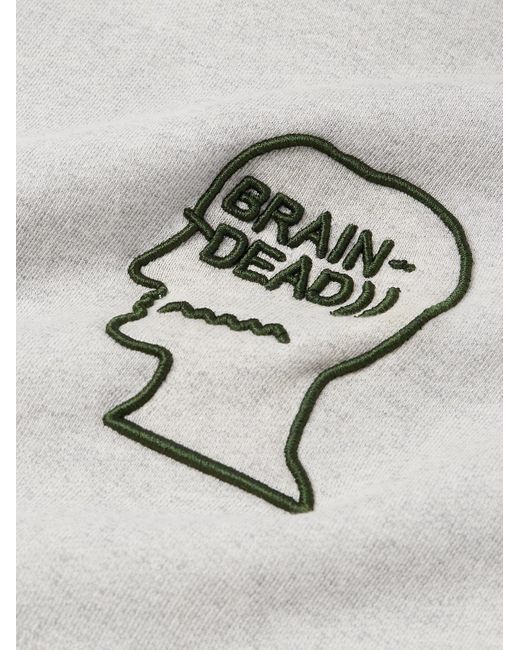Brain Dead Green Logo-embroidered Colour-block Cotton-jersey Hoodie for men