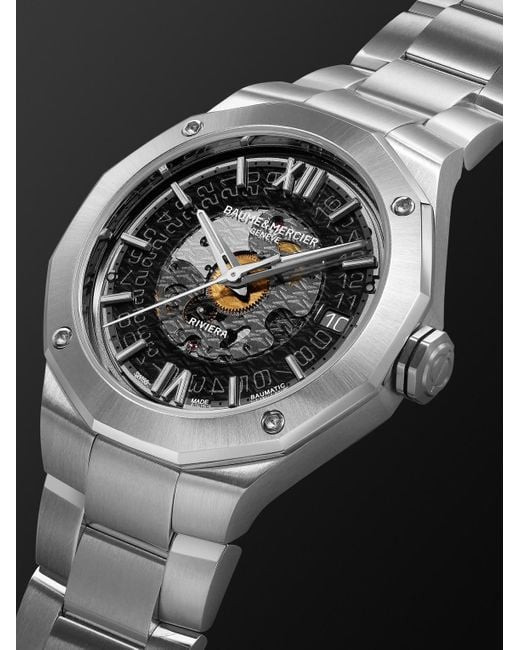 Baume & Mercier Black Riviera Automatic Stainless Steel Watch, Ref. 10715 for men