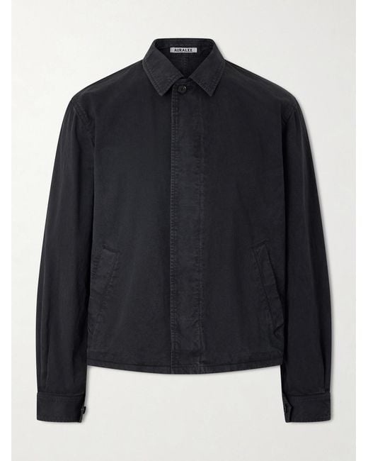 Auralee Blue Garment-Dyed Cotton-Twill Blouson Jacket for men