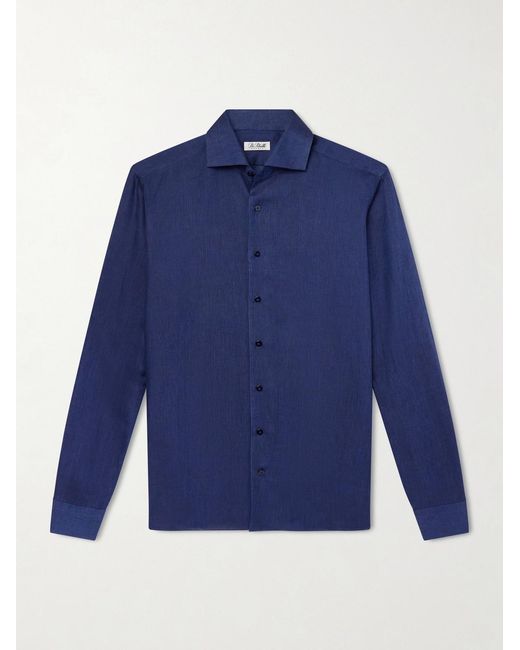 De Petrillo Blue Linen Shirt for men