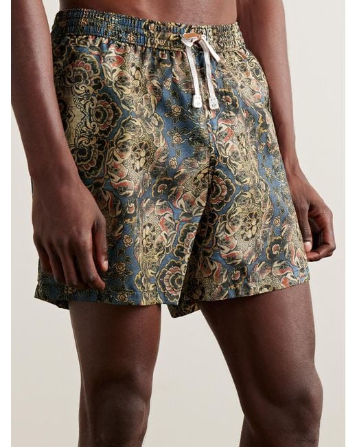 Loro Piana Green Tapestry Bloom Straight-leg Mid-length Floral-print Swim Shorts for men