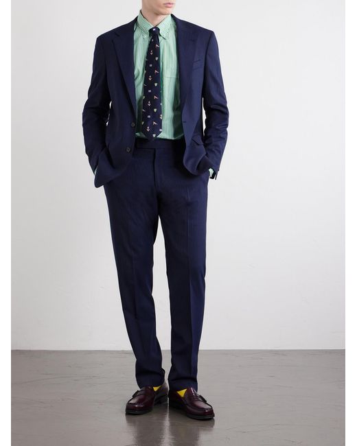 Polo Ralph Lauren Blue Pinstriped Wool-blend Suit Jacket for men