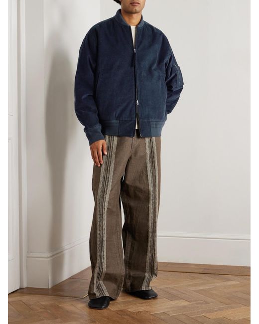 Kardo Blue Max Logo-embroidered Cotton-corduroy Bomber Jacket for men