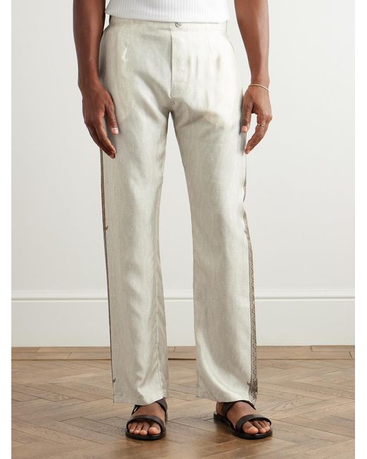 Etro White Silk Trousers for men