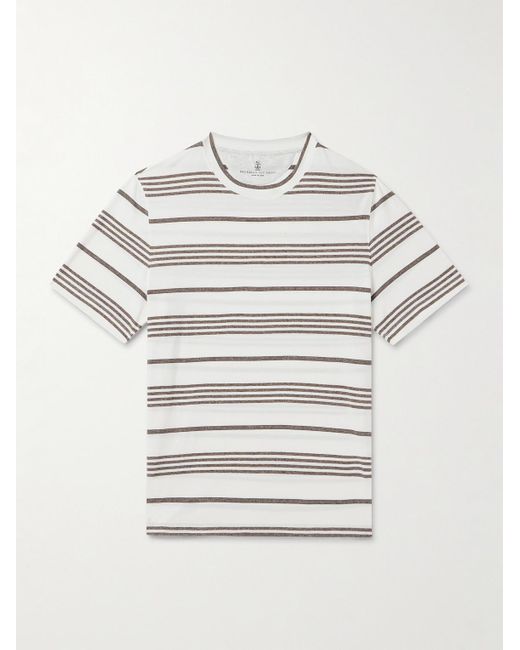 Brunello Cucinelli T-Shirt aus gestreiftem Baumwoll-Jersey in Gray für Herren