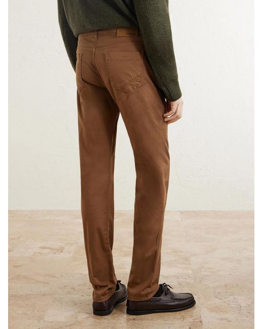 Slowear Brown Slim-Fit Stretch Cotton-Blend Gabardine Trousers for men