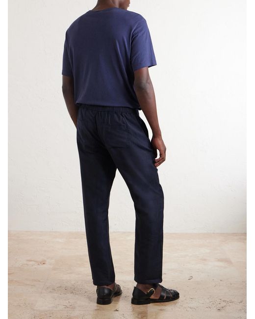 Frescobol Carioca Mendes Straight-leg Linen And Cotton-blend Twill Drawstring Trousers - Men - Blue - Uk/us 30 Blue Uk/us 30 for men
