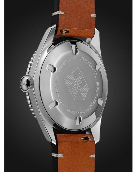 Oris Black Divers Sixty-Five Date Automatic 40Mm Stainless Steel And Leather Watch, Ref. No. 01 733 7707 4055-07 5 20 45 for men