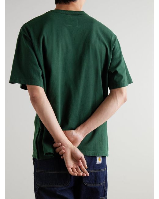 Sacai Green Carhartt Wip Logo-Appliquéd Canvas-Trimmed Cotton-Jersey T-Shirt for men