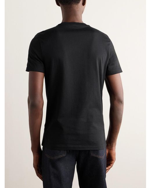Versace Black Slim-Fit Logo-Embroidered Cotton-Jersey T-Shirt for men