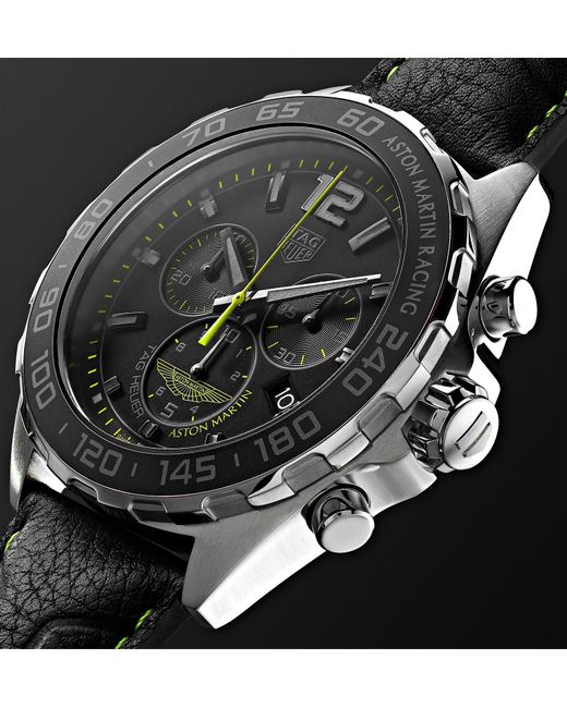 Tag Heuer Formula 1 Limited Edition Aston Martin Quartz Chronograph 43mm Stainless Steel And Leather Watch Ref No Caz101p Fc8245 In Black For Men Lyst