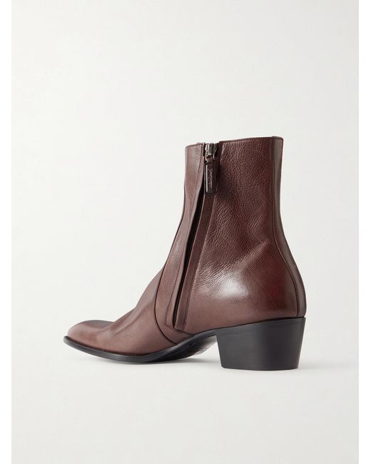 Saint Laurent Brown Stanton Full-grain Leather Ankle Boots for men