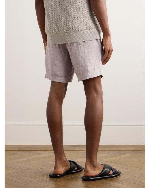 Mr P. Purple Straight-leg Linen Drawstring Bermuda Shorts for men