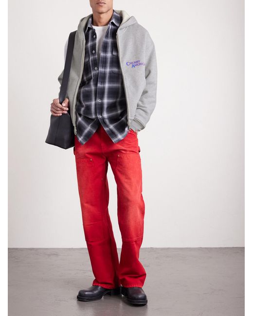 CHERRY LA Gray Logo-Print Cotton-Blend Jersey Zip-Up Hoodie for men