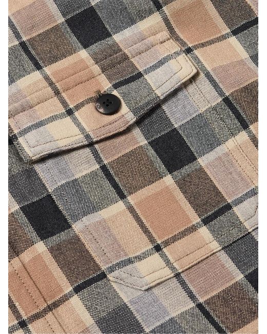 Checked Wool And Linen-Blend Shirt di Visvim in Brown da Uomo